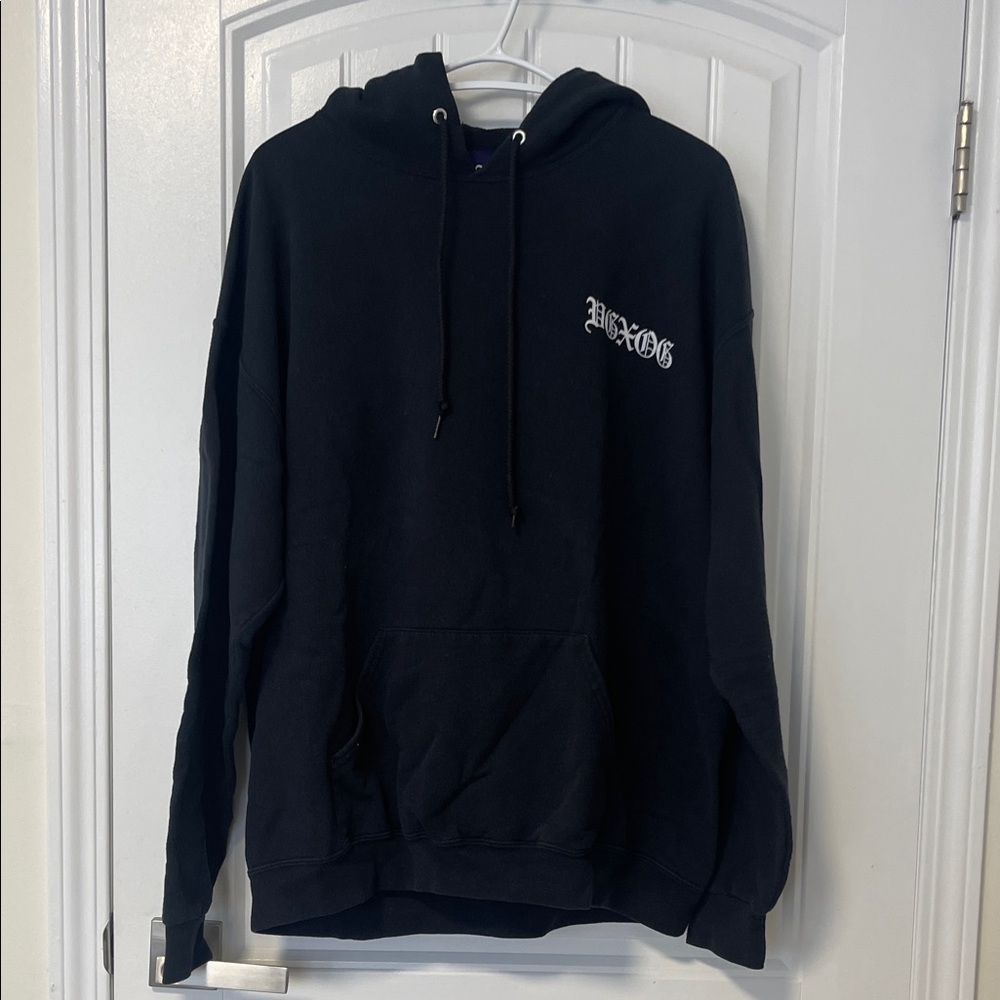 Classic Black Hoodie with White Embroidery